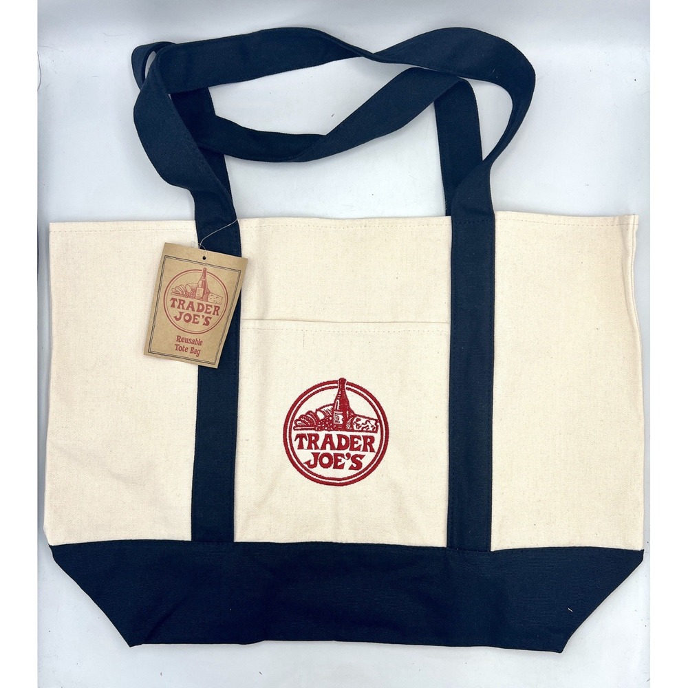 Trader Joe's Canvas Tote Shopping Bag - LARGE CLASSIC NAVY BLUE - NEW TAGS US